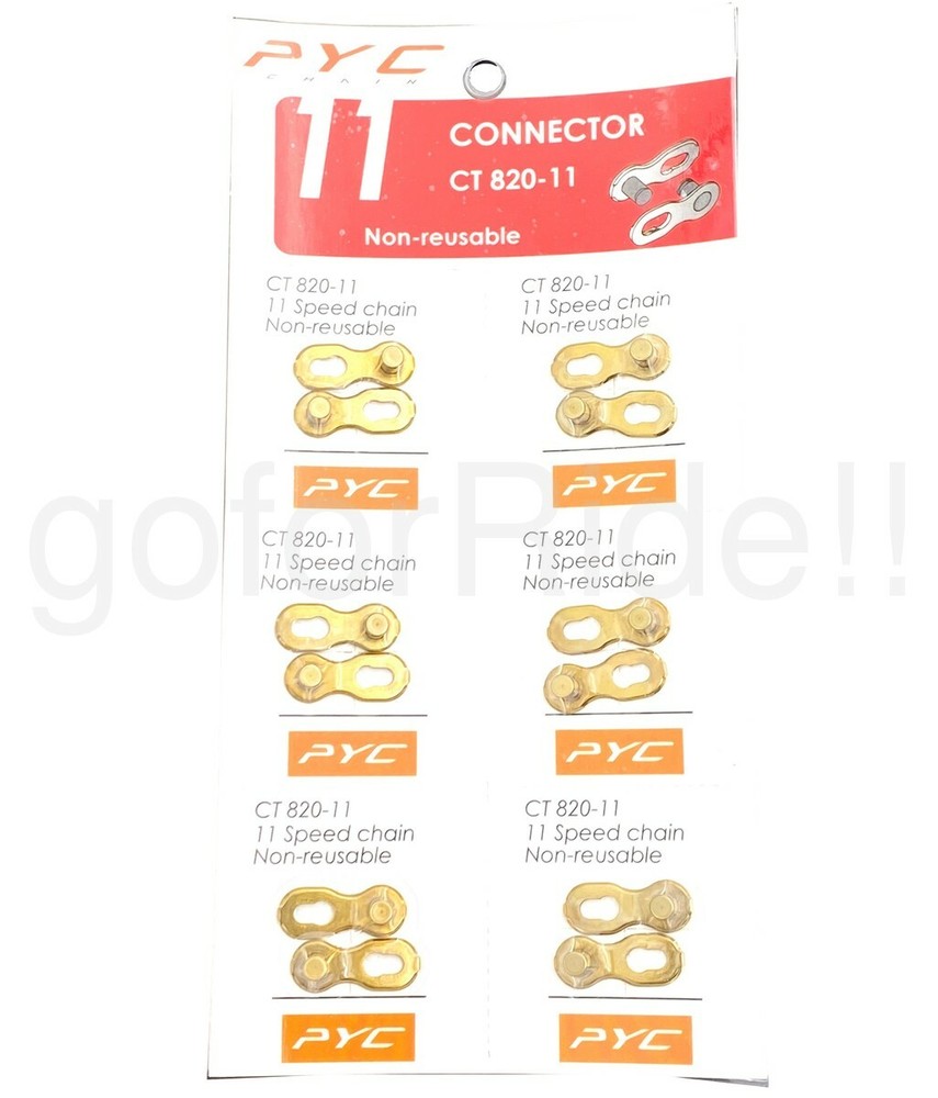 PYC Quick Link/Missing Link/Connector for 11 Speed Shimano/KMC Chain Gold 6 pair