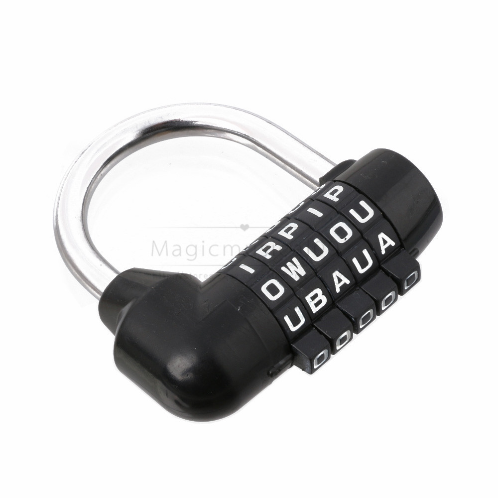 5 Digit letter Secure Combination Lock Password Gym Padlock Black