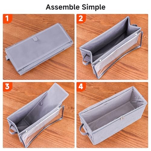 Stackable CD Storage Case Organizer with Lid & Handle - Dustproof 2-Pack, Gray