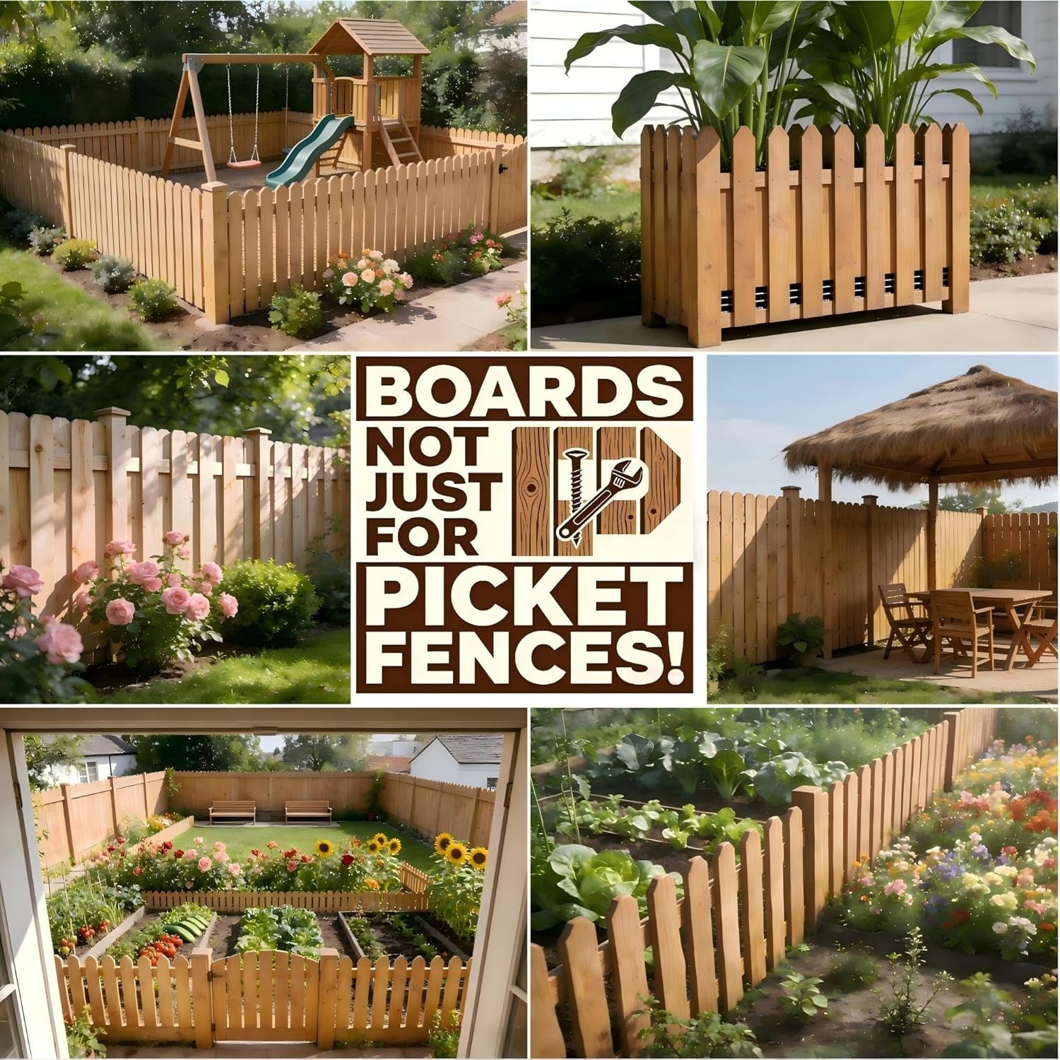 6ft Dog-Ear Fence Picket Fir Wood Fence Boards for Privacy Fence Replacement