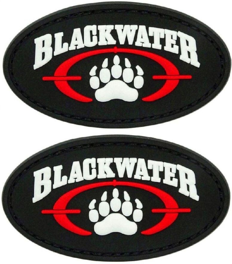 Blackwater Security PVC RUBBER Morale Patch | 2PC  PVC Hook Backing  2.5"x1.4"