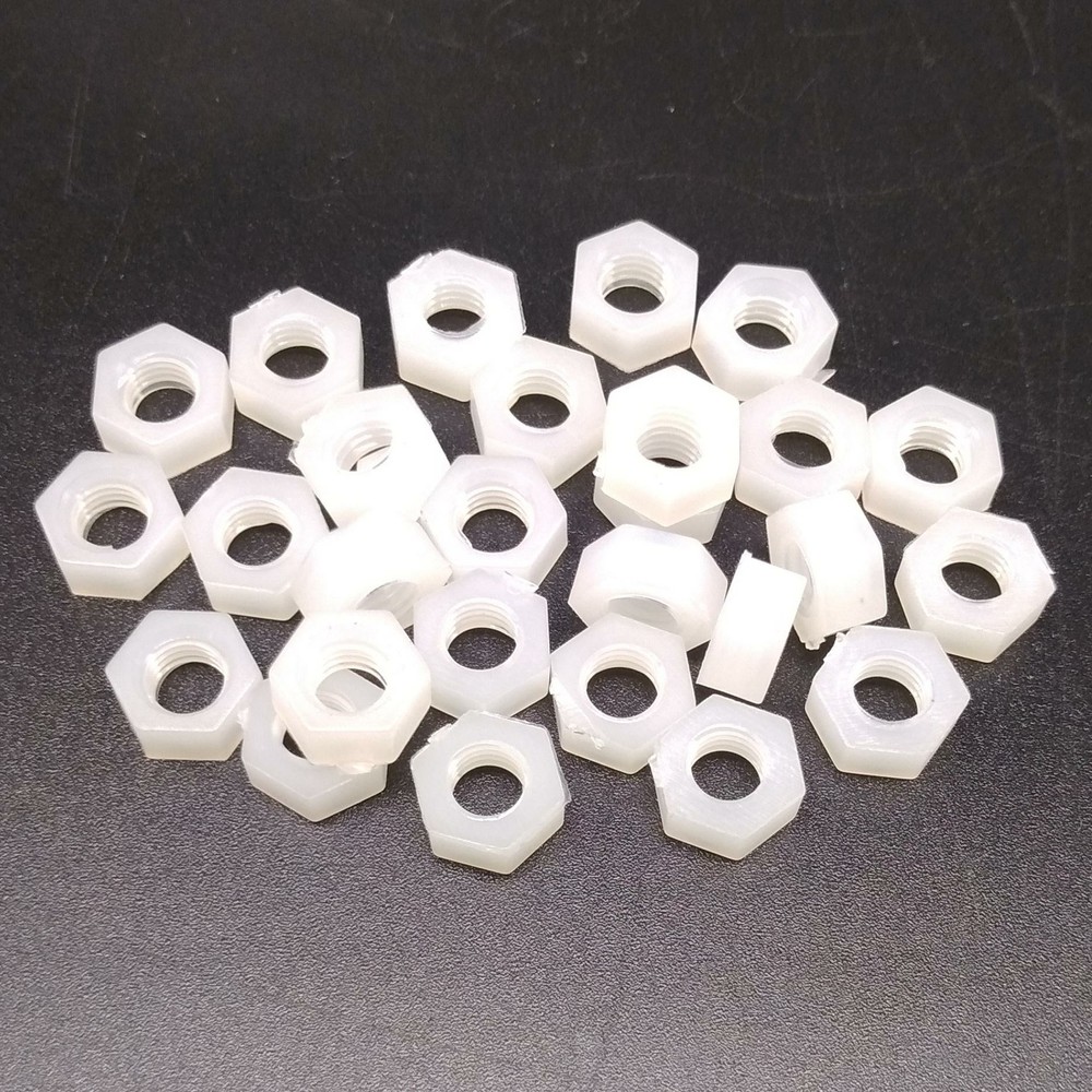 100pcs M5 Metric Thread Insert Screw Fastener White Nylon Hex Nut
