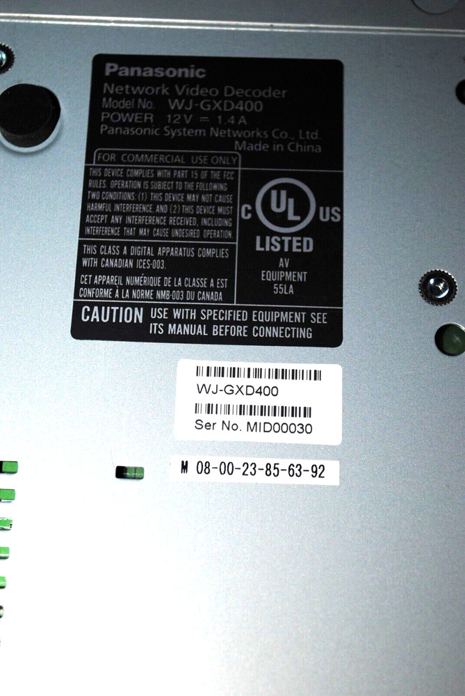 PANASONIC WJ-GXD 400 NETWORK VIDEO DECODER, OPEN BOX