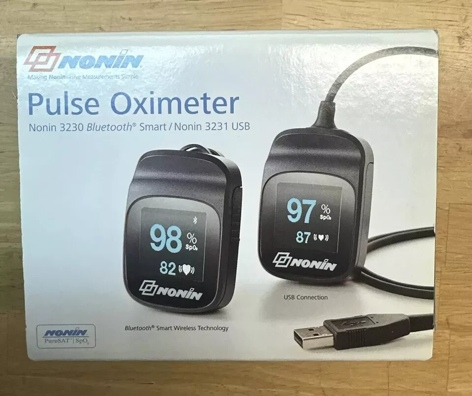 Nonin 02 meter Model 3230 Bluetooth Smart Pulse Oximeter- 100% + reviews