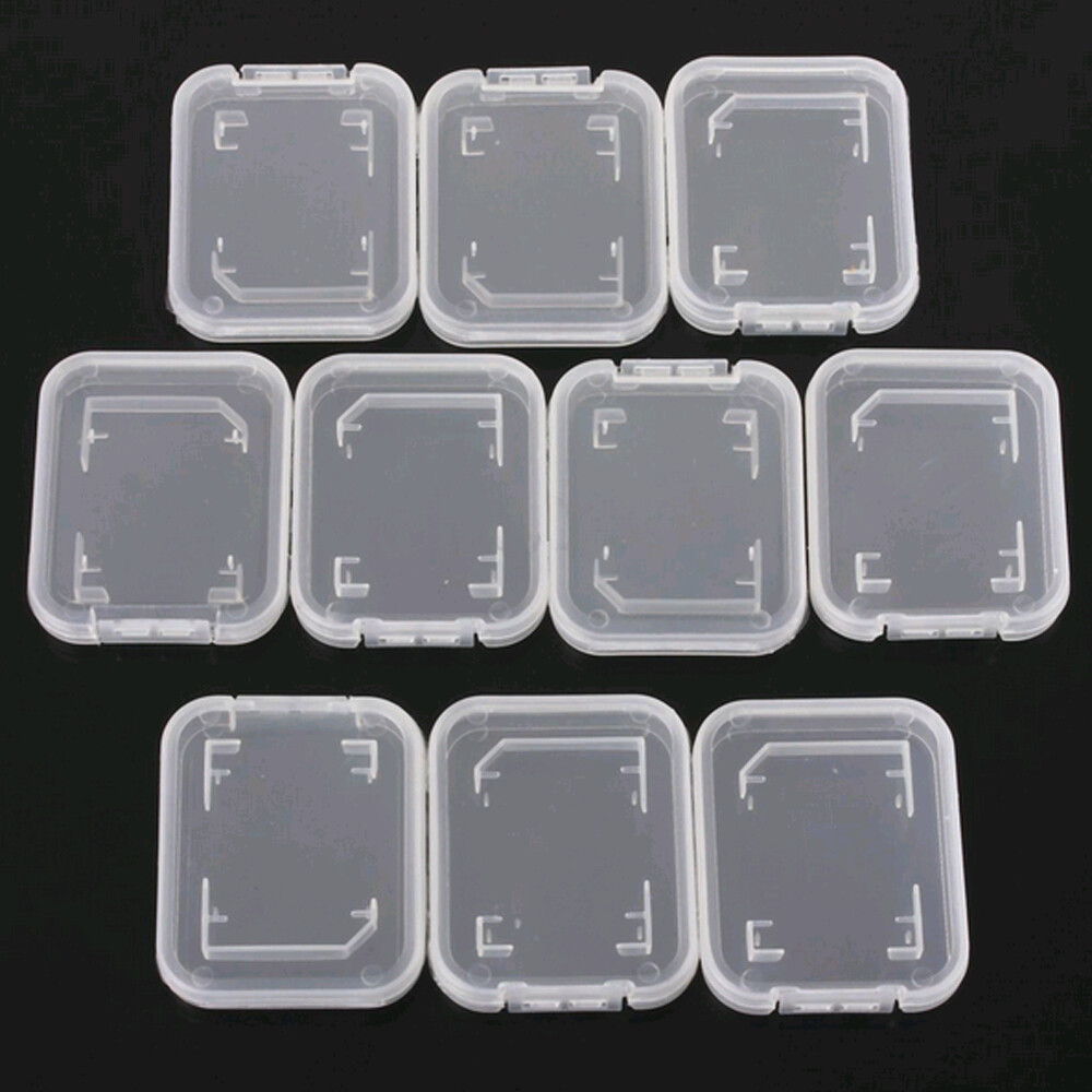 10pcs Transparent Standard SD SDHC Memory Card Case Holder Storage Boxes Plastic