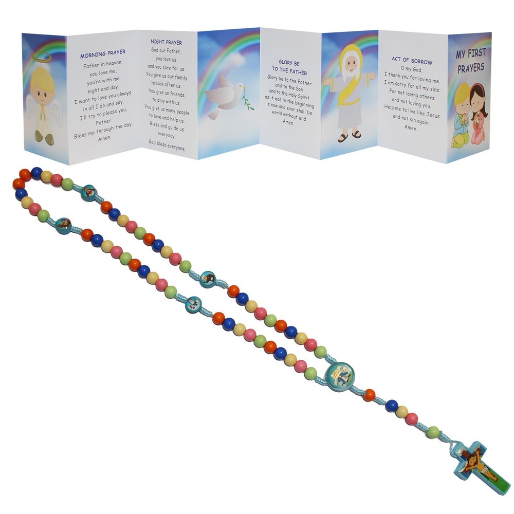 Children's Rosary Bead and My First Prayers Booklet Multicoloured