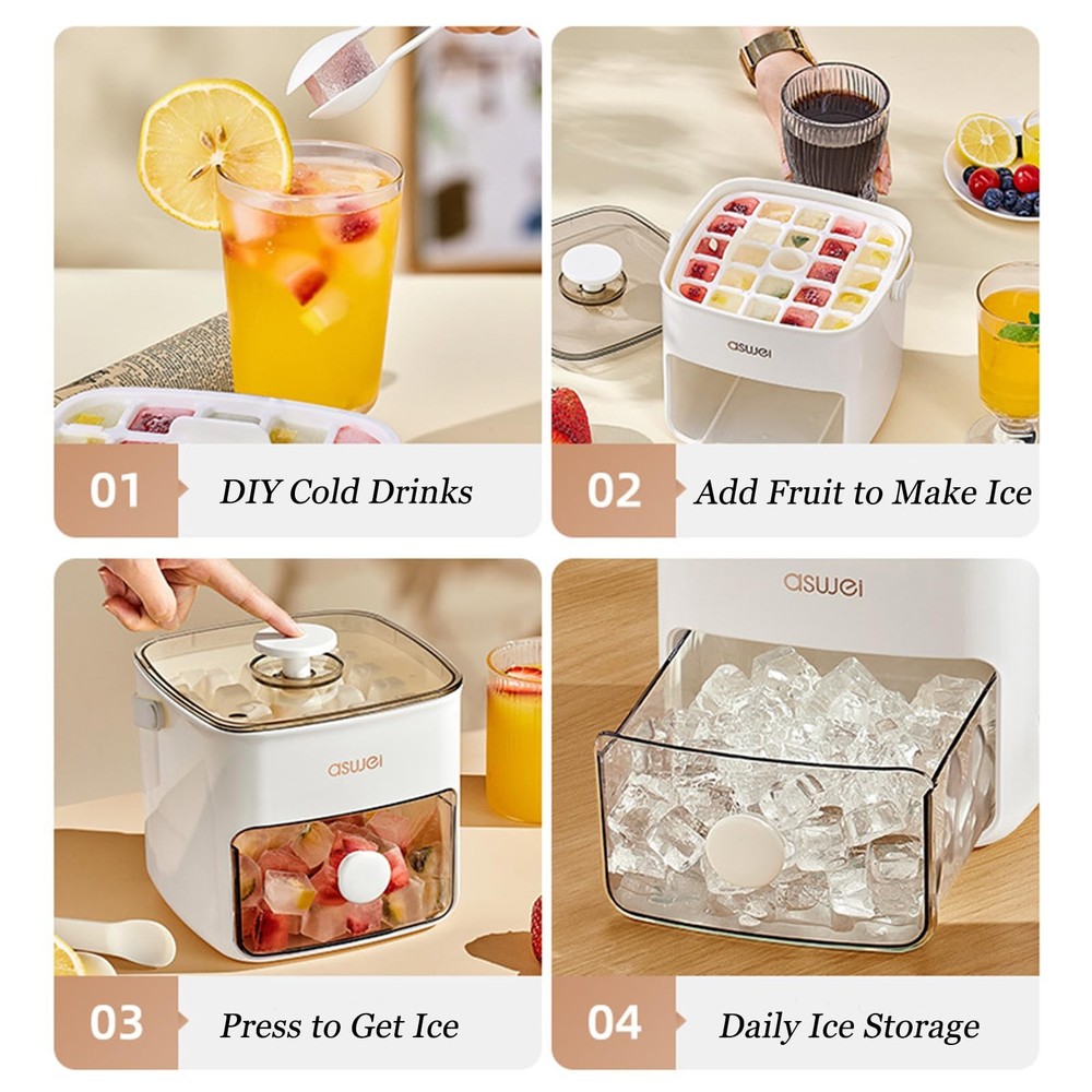 Ice Tray, Press Ice Trays Double Layer 48 Gride Ice Cube Mold Easy Release