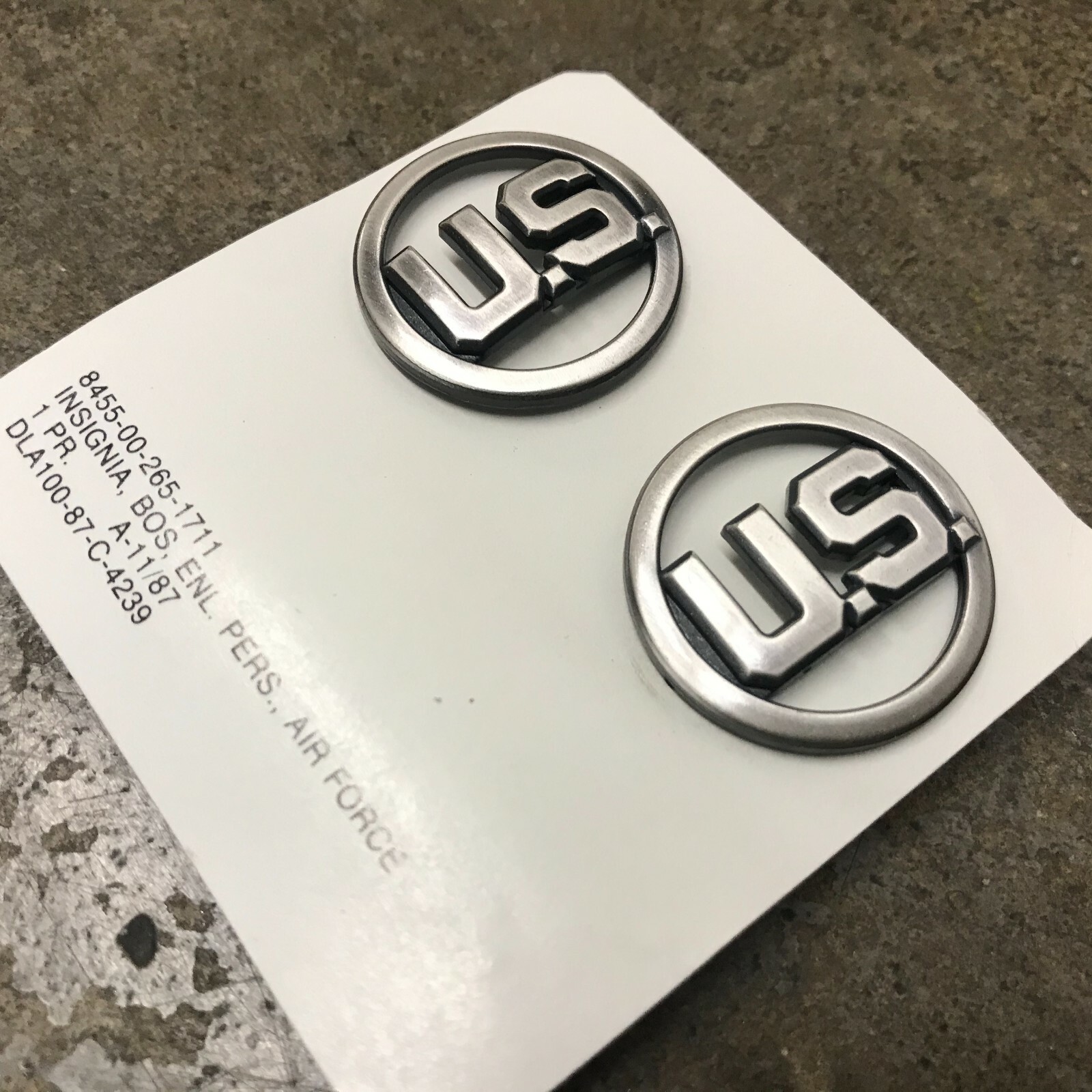 (Pair) NOS U.S. AIR FORCE Enlisted Personnel Collar Insignia B.O.S. K-88
