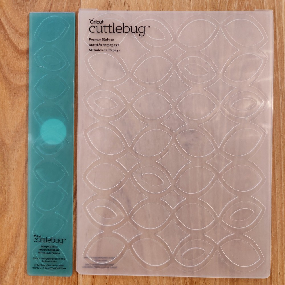 Cricut Cuttlebug 5"x7” "PAPAYA HALVES" Embossing Folder With Border