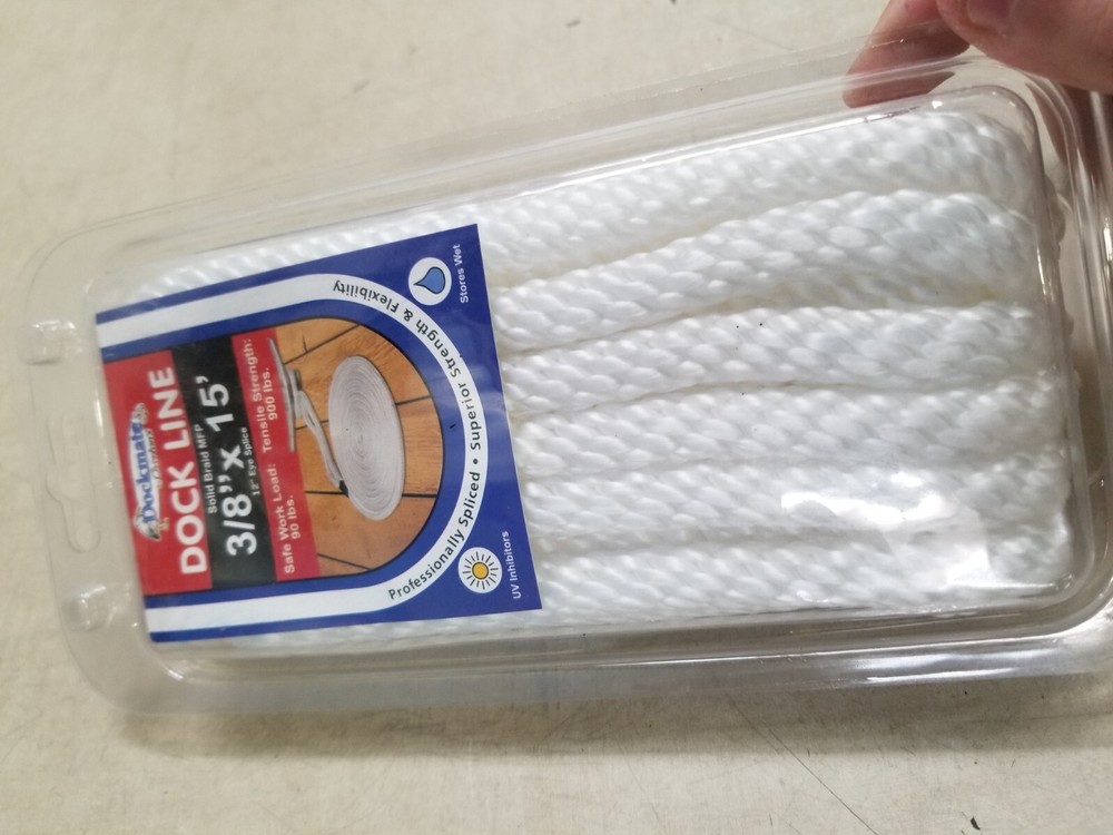 Dockmate DOCK LINE Solid Braid MFP 3/8"x 15' 12" Eye Splice