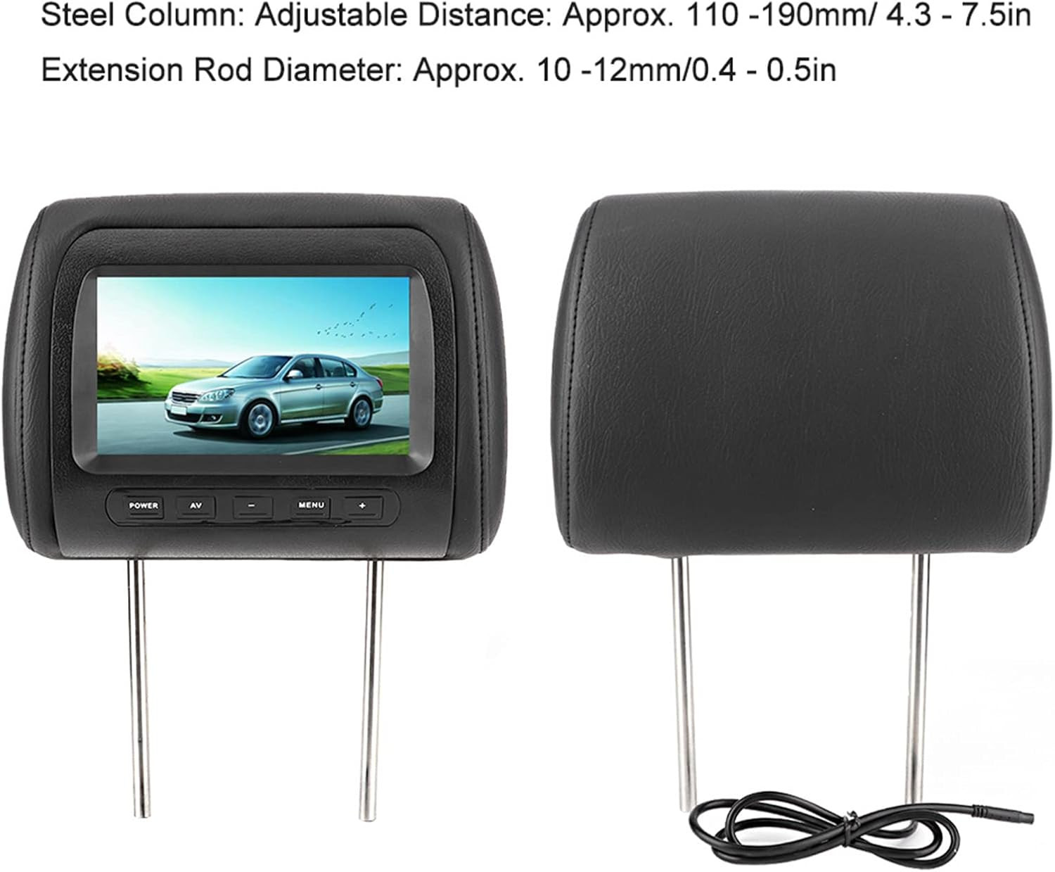 Car Tv for Back Seat, 2Pcs 7 in Control Headrest LCD Video Monitor MP5 Display B