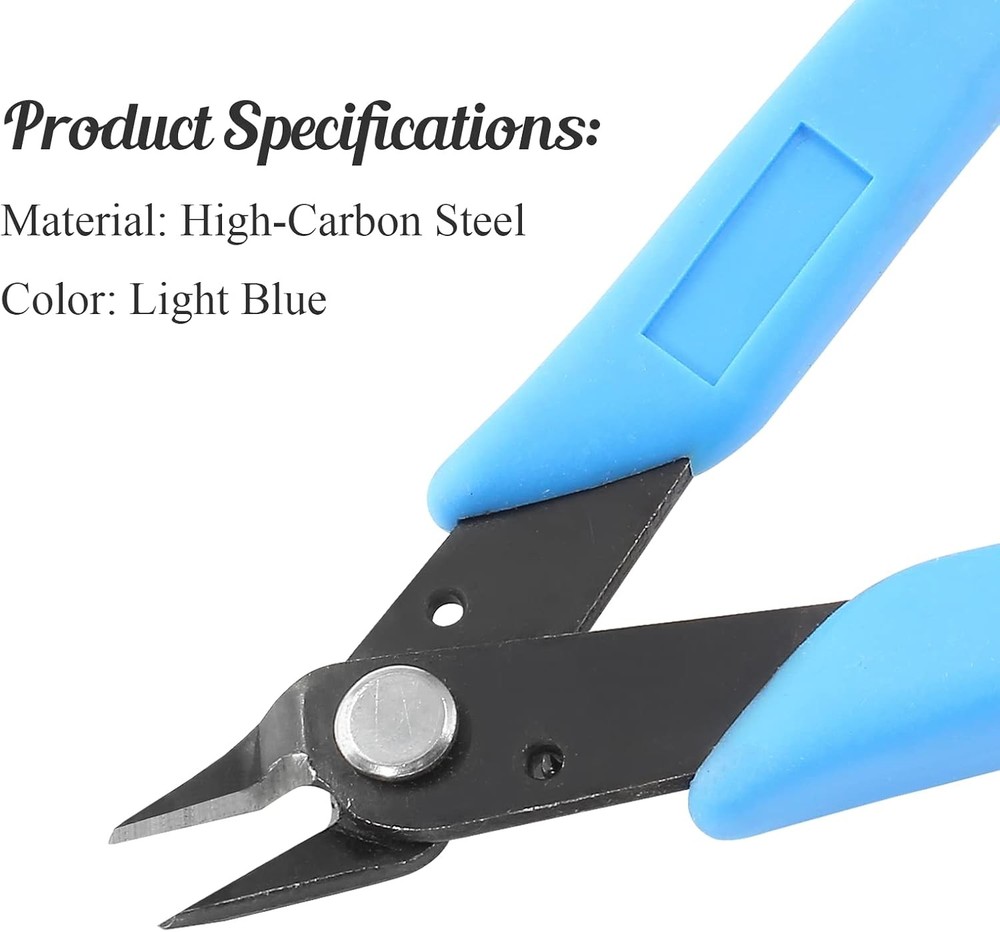Bivethoi 3pcs Micro Wire Cutters Flush Cut Snips, Small Diagonal Light Blue