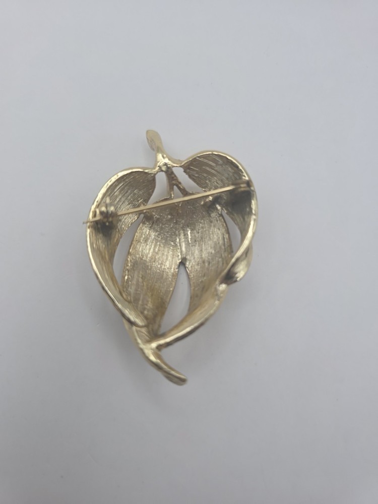 Vintage MCM Leaf Brooch Gold Tone