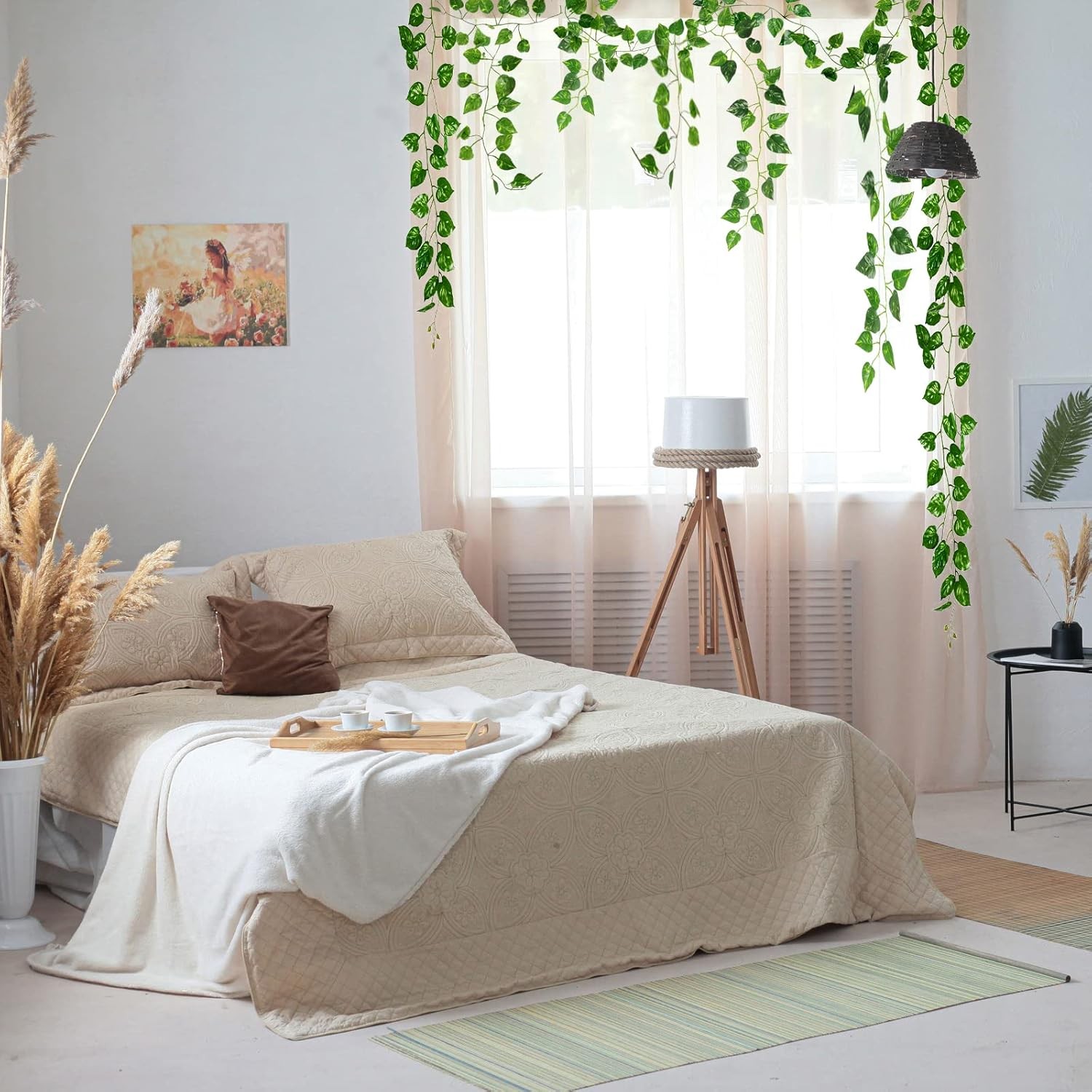 14 Pack 98Ft Artificial Ivy Garland, Fake Vines UV Resistant Greenery Leaves Fak