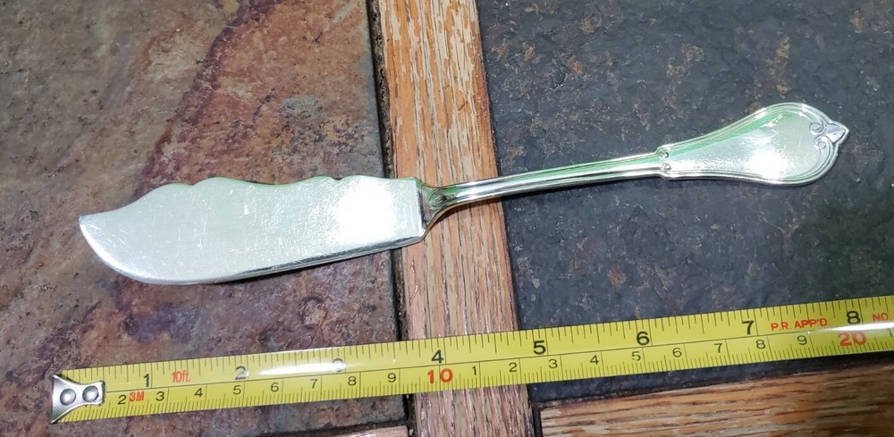 😜 RARE ANTIQUE c1874! GOTHIC PATTERN SILVERPLATED MASTER BUTTER 🧈 KNIVE 🔎👀