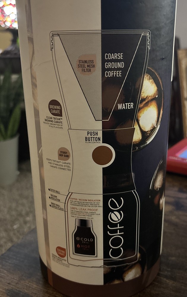 Asobu Cold Iced Brew Insulated Portable Coffee Maker Copper New