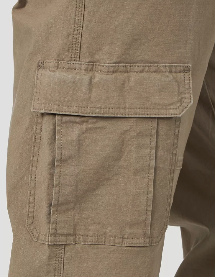 Men's Wrangler Cargo Pants w/ Stretch Relaxed Fit Brown Tech Pocket CHOOSE SIZE