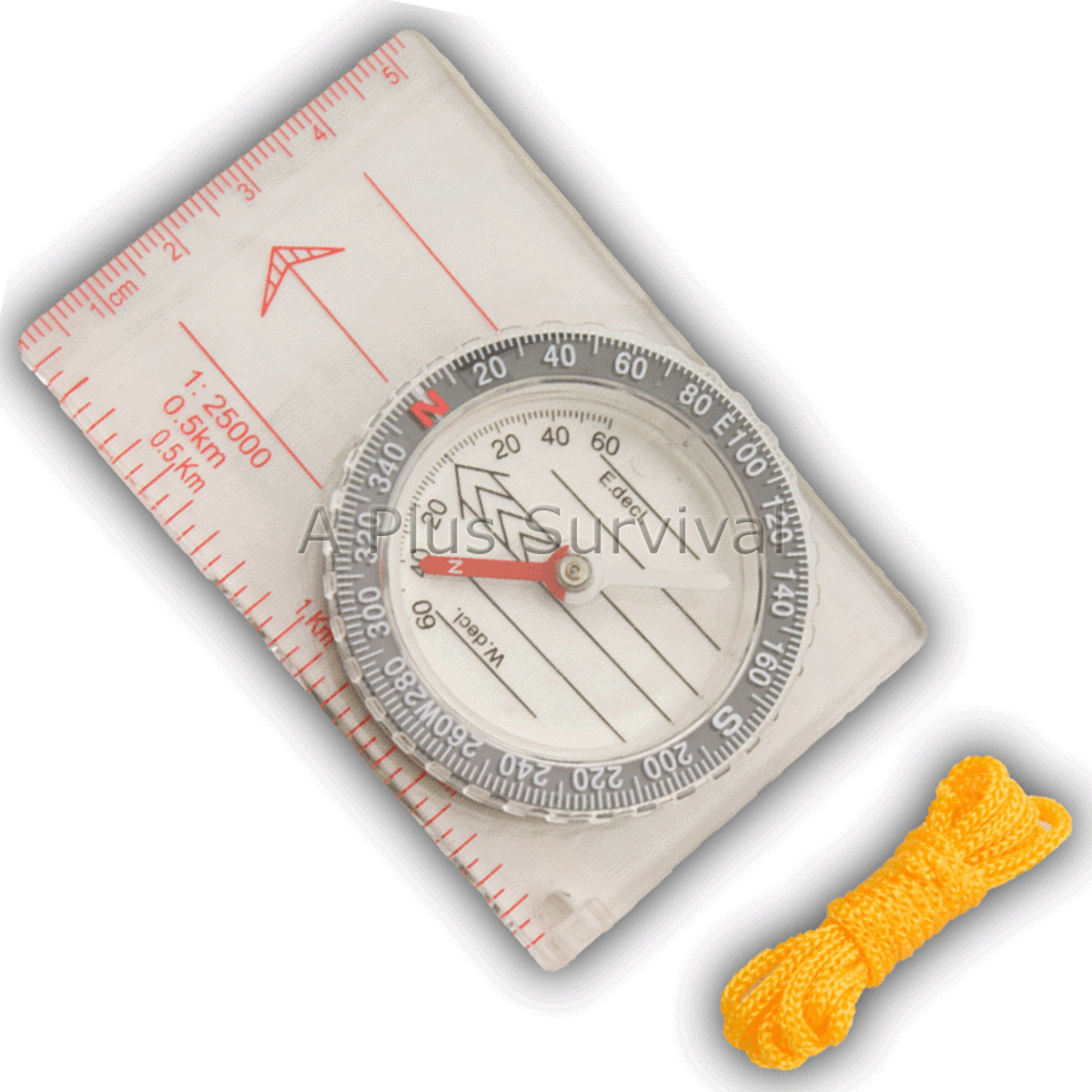 Map Pocket Compass & Ruler & Lanyard for Survival Kits