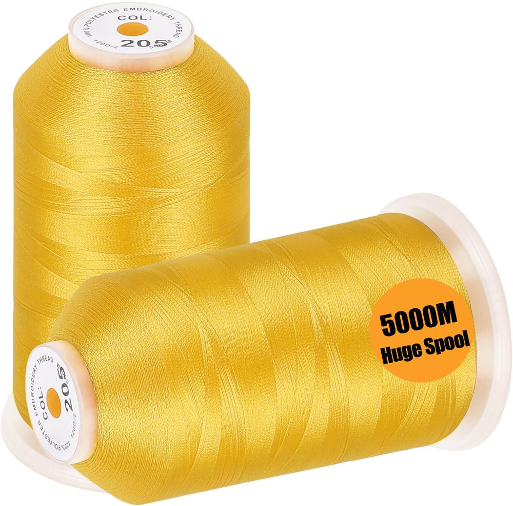 - 2 Huge Spools 5000M Each Polyester Embroidery Machine Thread 40WT for Commerci
