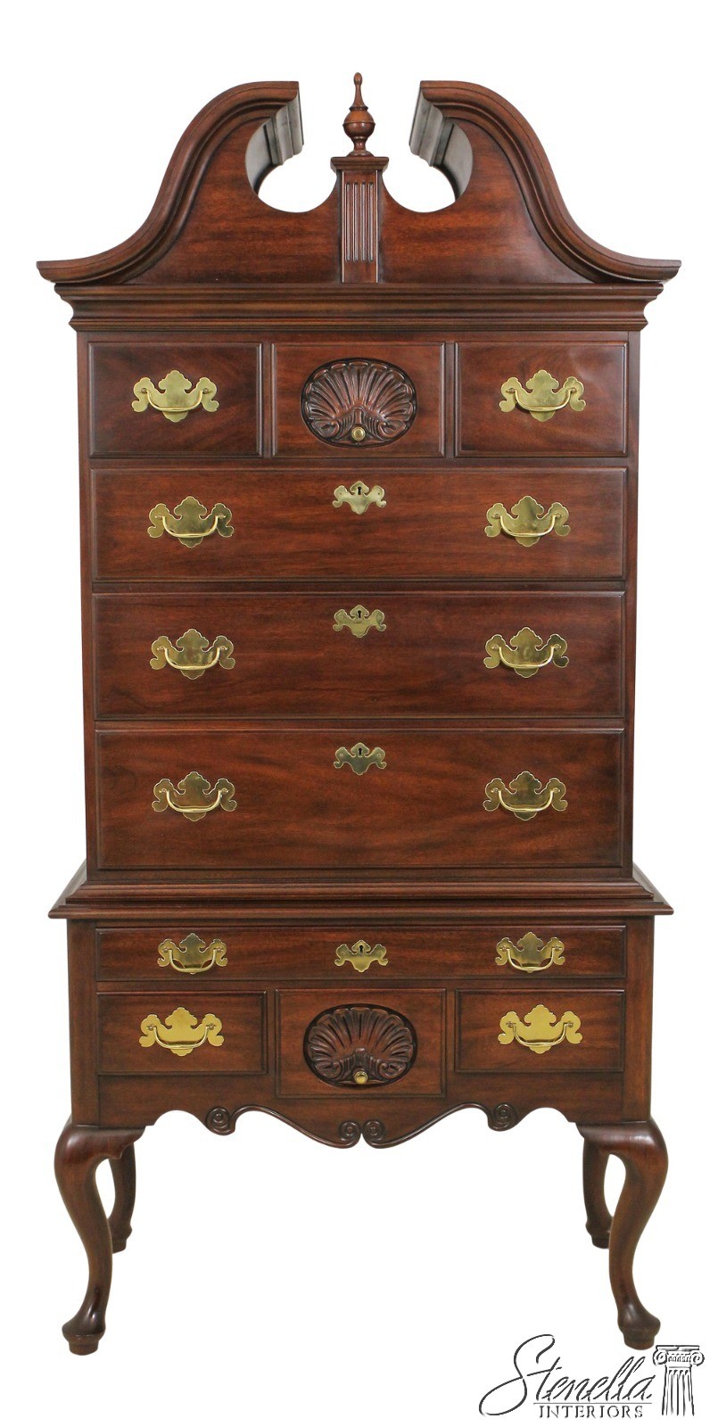 LF58143: HENKEL HARRIS 3 Part Queen Anne Mahogany Highboy