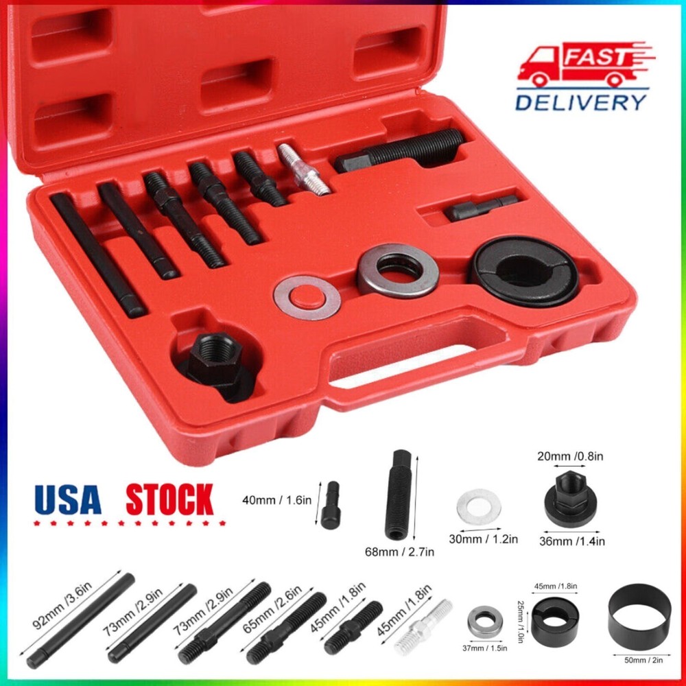 13Pcs Power Steering Pump Pulley Puller Remover & Alternator Installer Tool Kit