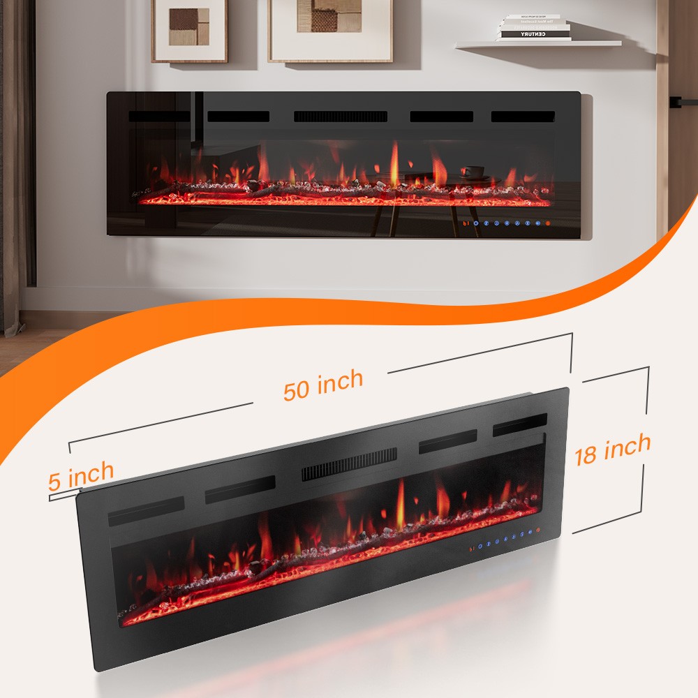 50"/127cm Electric Fireplace Heater Stove |Touch Screen & Remote Fire Place New