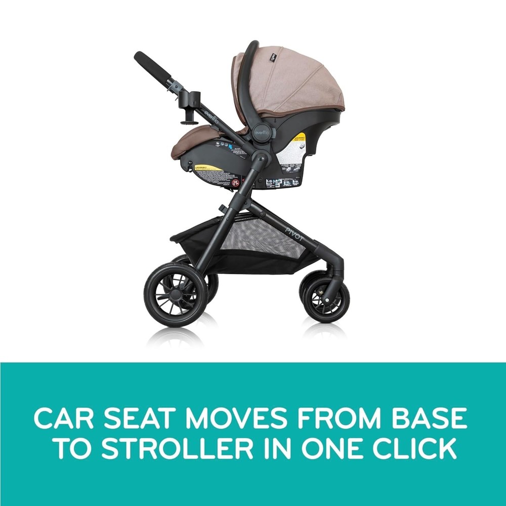 Versatile Pivot Modular Travel System Featuring LiteMax Car Seat - Elegant Tan