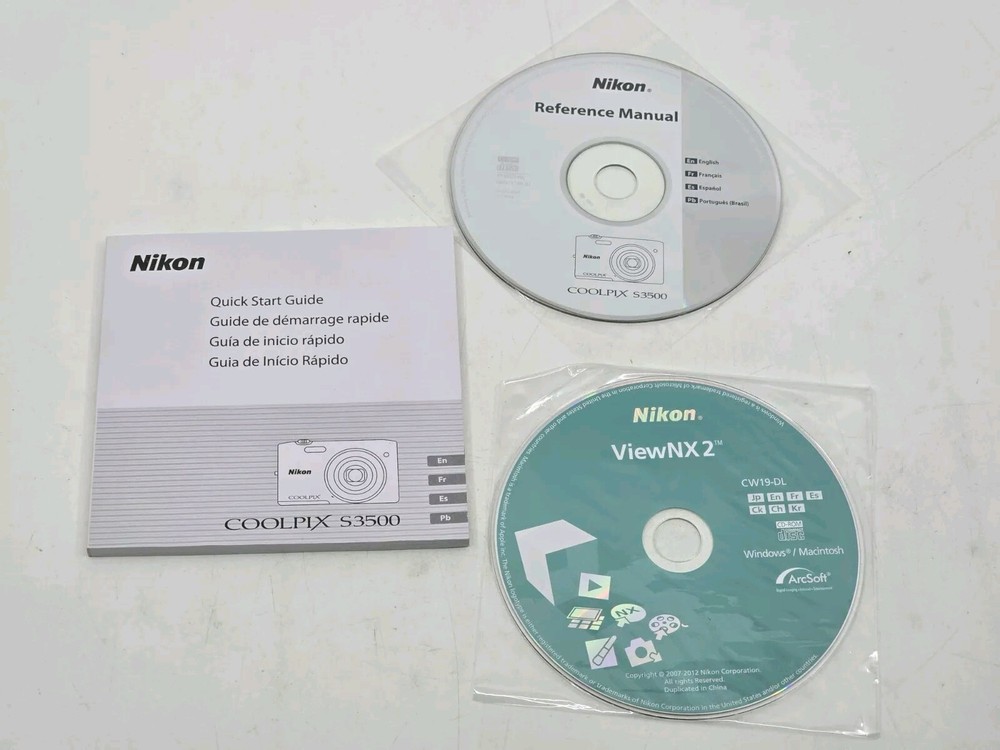 MANUAL + CDs Quick Start Guide for Nikon CoolPix S3500 Camera