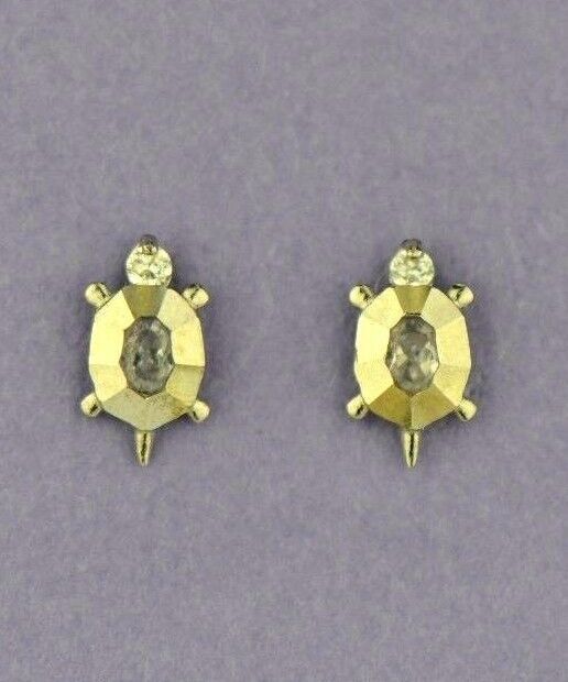 14k Yellow or White Gold Turtle CZ Stud Earring