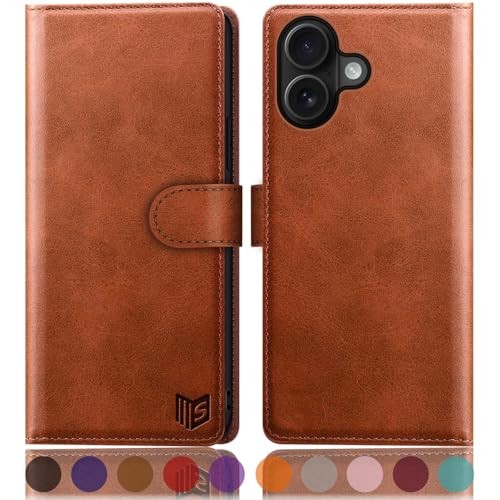 Compatible with iPhone 17 6.3" Wallet case with RFID Flip Case Light Brown