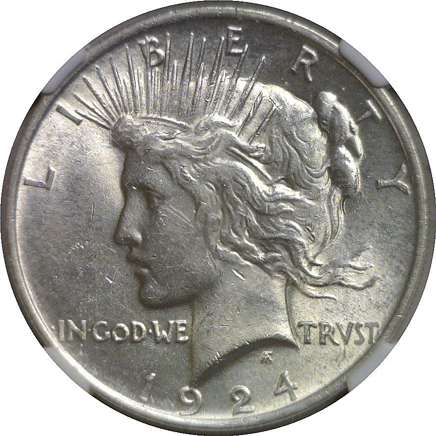 1924 $1 Silver Peace Dollar NGC AU 58