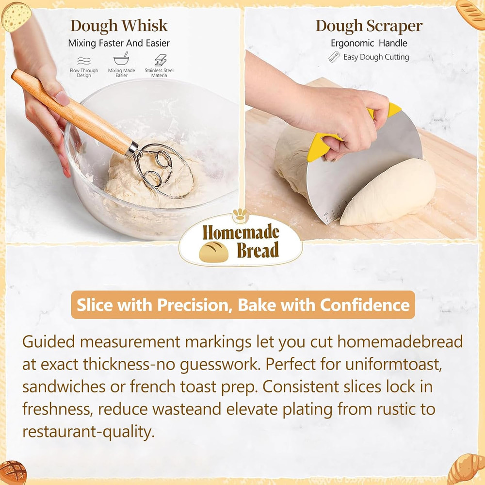 Banneton Bread Proofing Basket Set, Oval & round Bread Baskets with Liners & Cov