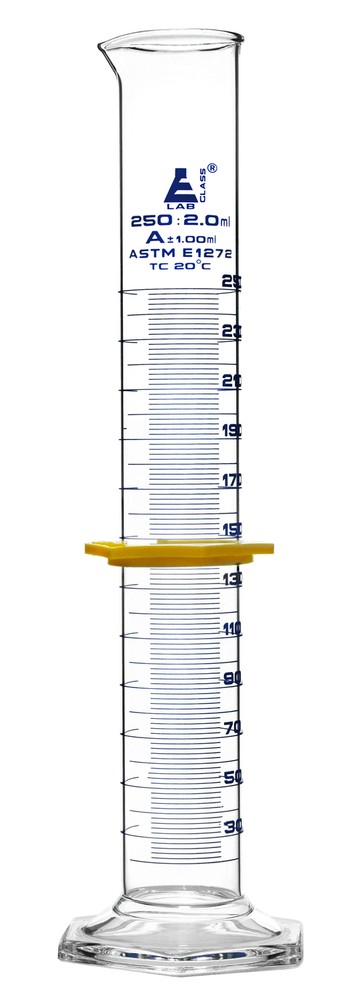 Eisco Labs 250ml Graduated Cylinder with Protective Collar, ASTM, Class A