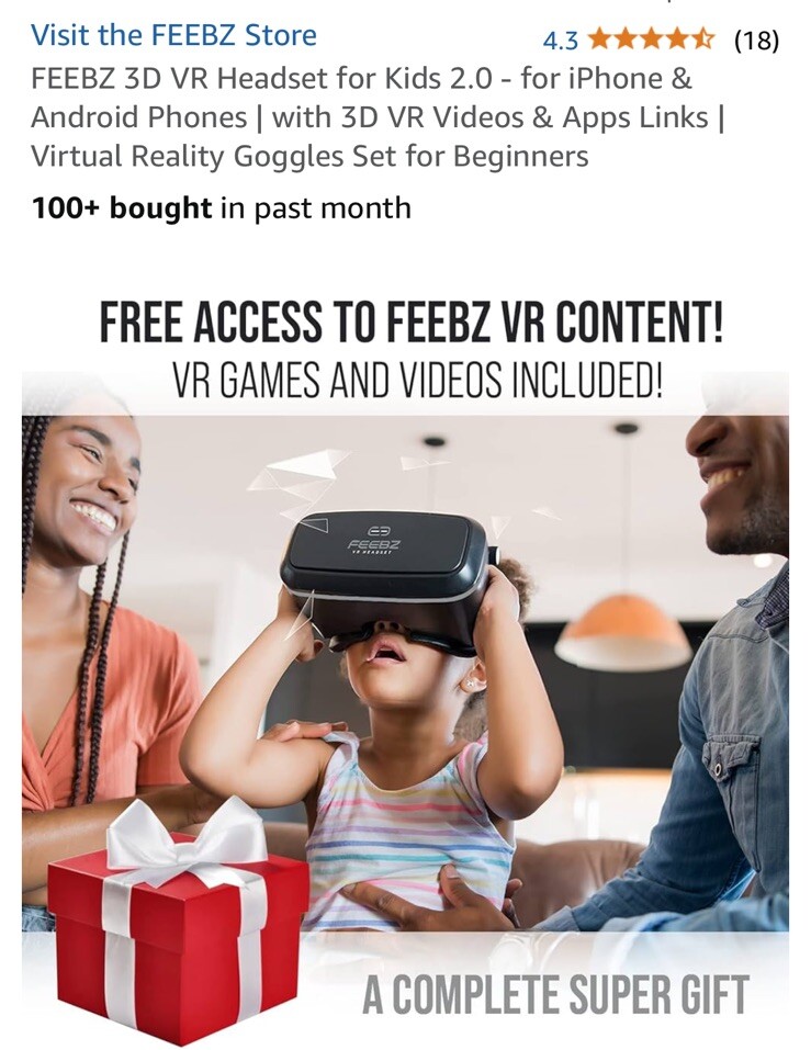Feebz VR Headset For Kids. For iPhone & Android Phones.