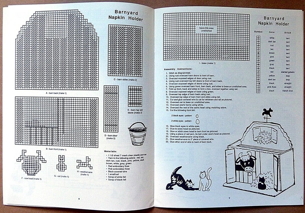 Plastic Canvas Barnyard Kitchen Decor - 13 Patterns - 1989