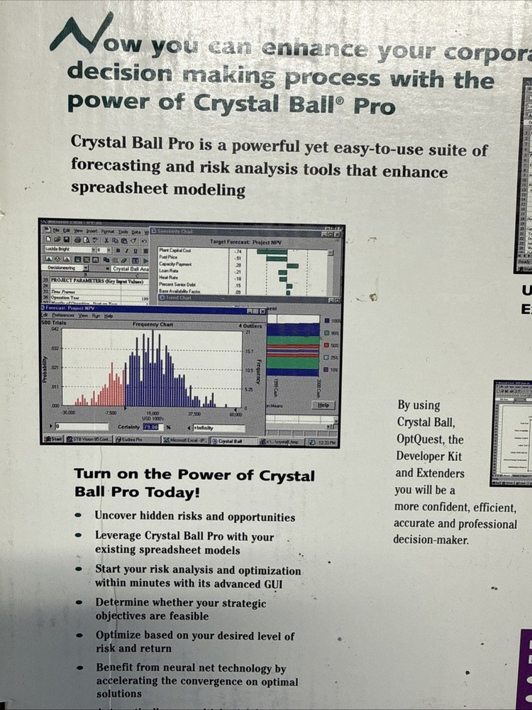 Decisioneering Crystal Ball Software Windows Version 4.0g Tutorials CD Books