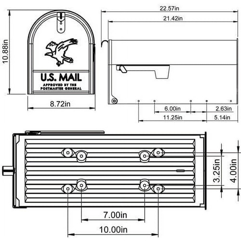 Elite Mailbox Large Steel Rust Resistant Post Mount Package Friendly Durable New
