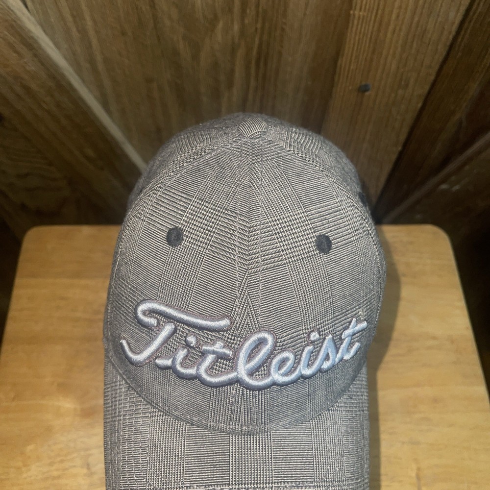 Titleist Grey Plaid Adjustable Golf baseball hat cap Strap Embroidered
