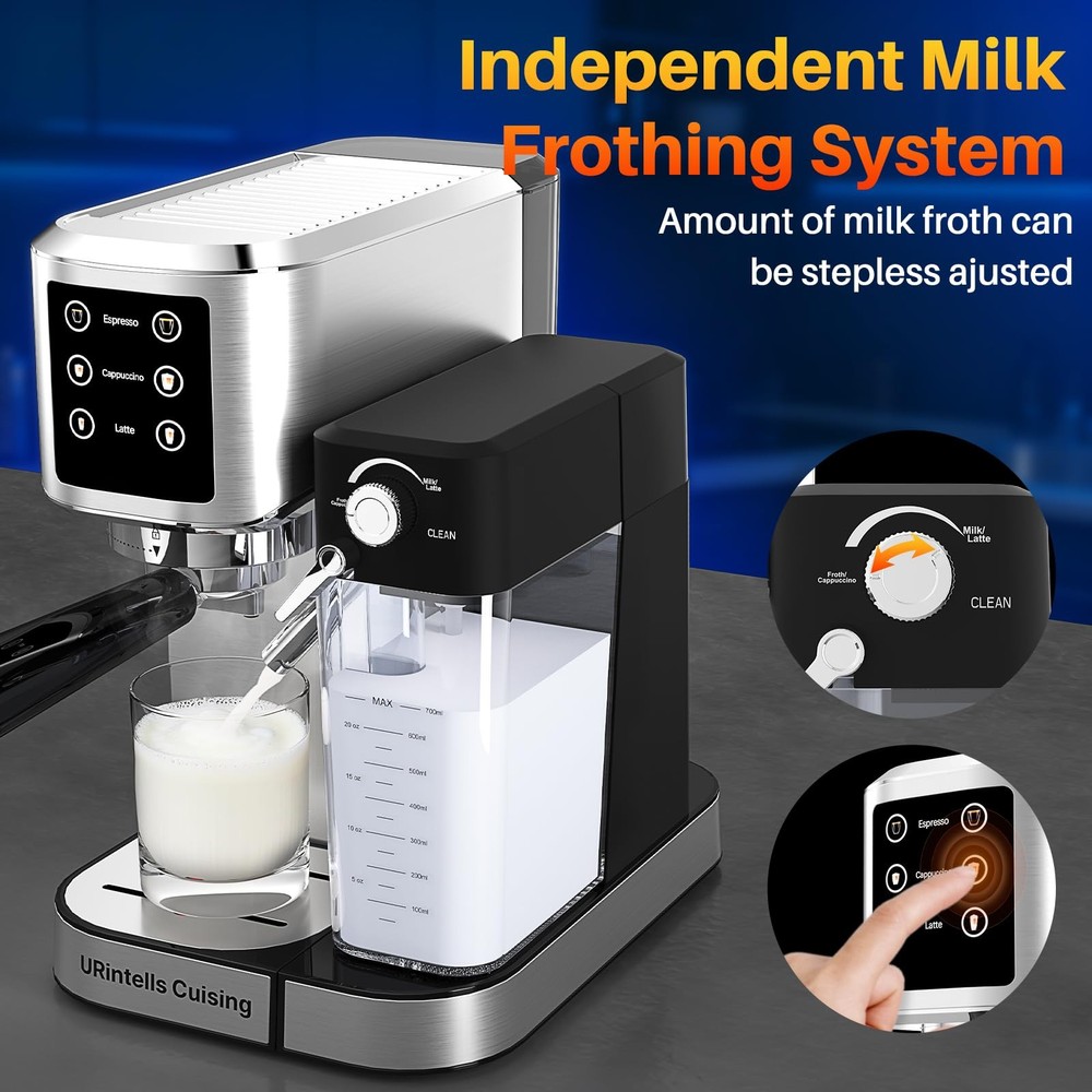 Espresso Machine 20 Bar Touchscreen Espresso Maker with Automatic Milk Frothe...