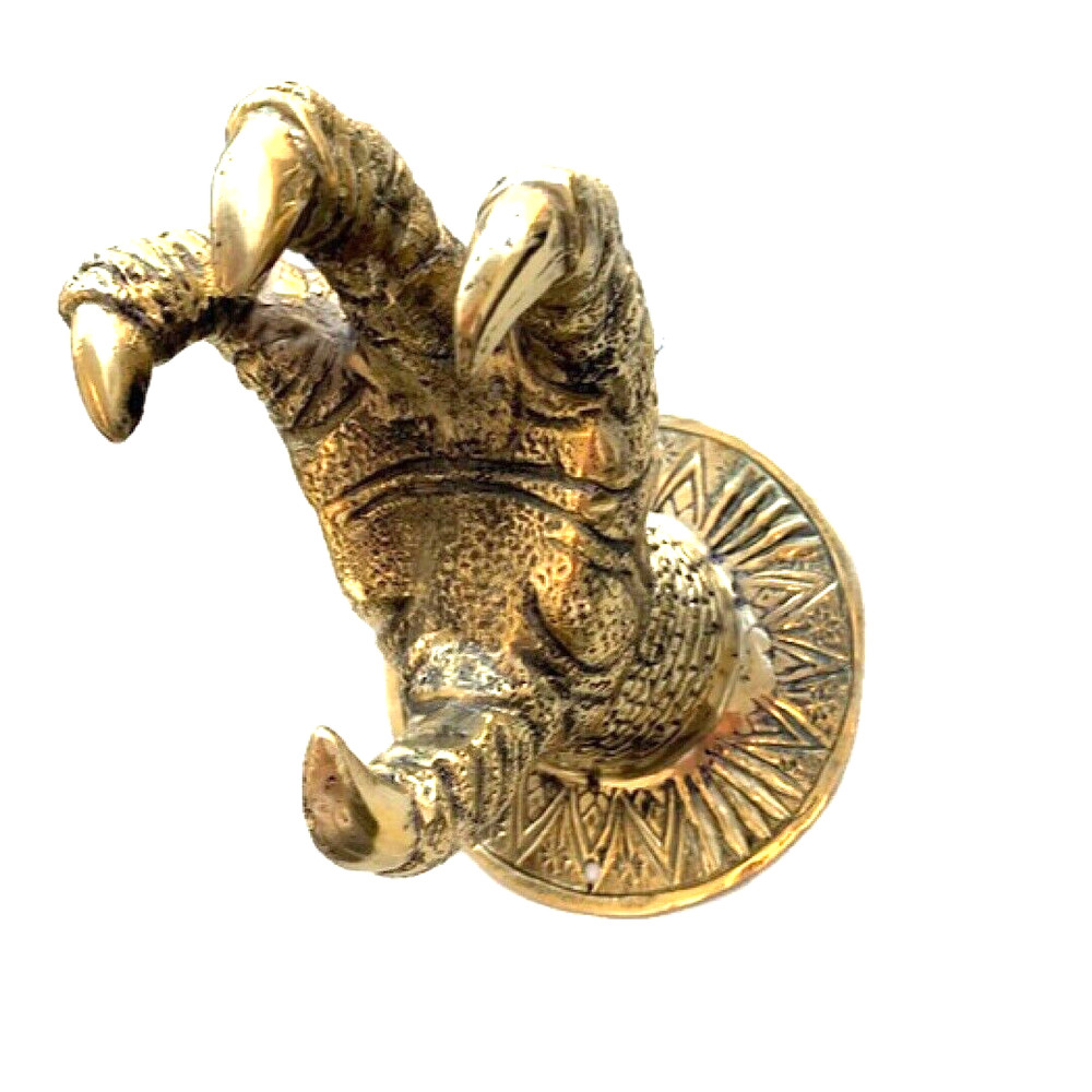 Large Claw wall hook door handle 7 “ solid hollow aged 18 cm heavy brass pull