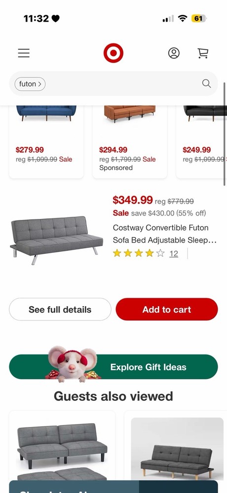 Comfortable Gray Sofa/Bed In Good Condition Foldable Couch