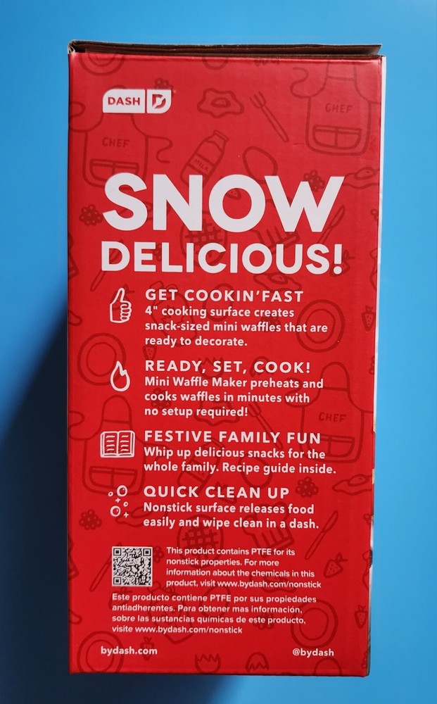 《NEW》Dash Snowflake Mini Waffle Maker Nonstick 4" Surface Christmas Holiday