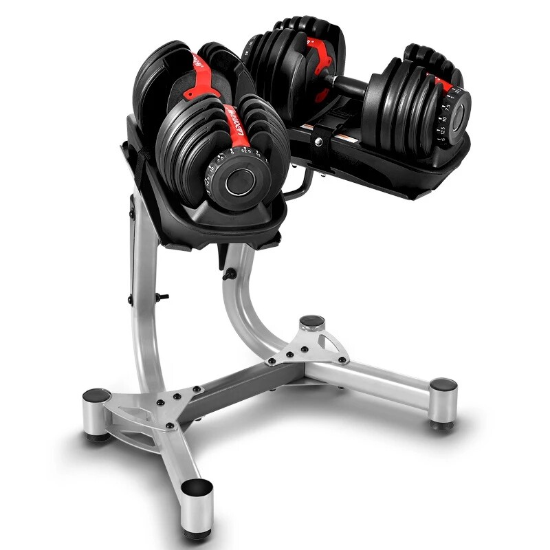 Adjustable Dumbbell Stand Movable Rack Storage Holder w/Wheels Exercise Training