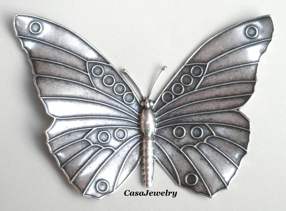 #5004 EXTRA LARGE ANTIQUED STERLING SILVER PLATED BUTTERFLY COMPONENT - 1 PC