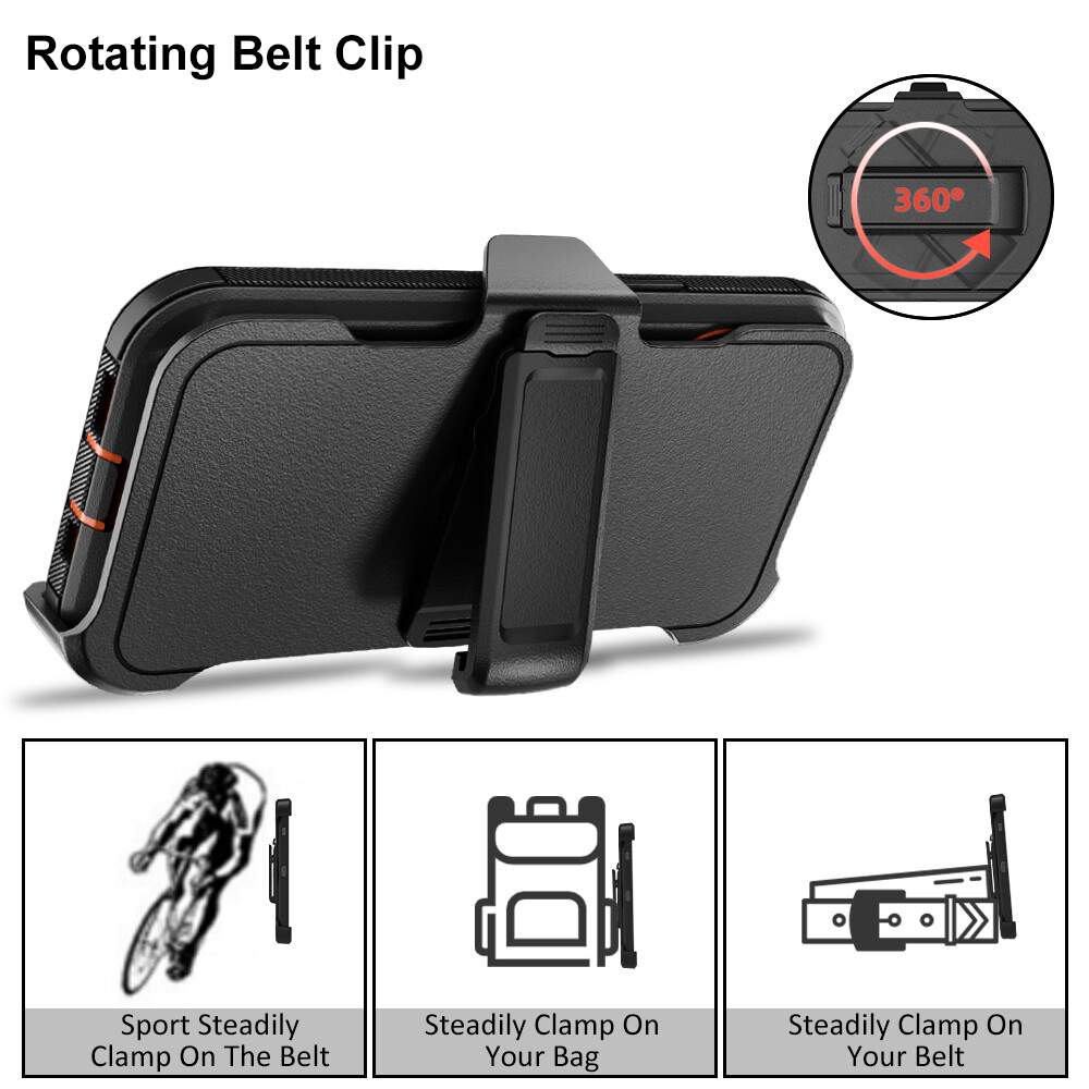 For iPhone 15 Pro Max 14 13 12 11 Shockproof Case Defender Cover With Belt Clip