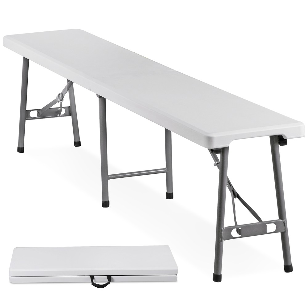 2X 6FT Plastic Foldtable Bench w/ Handles Outdoor Portable Stackable Bench Party
