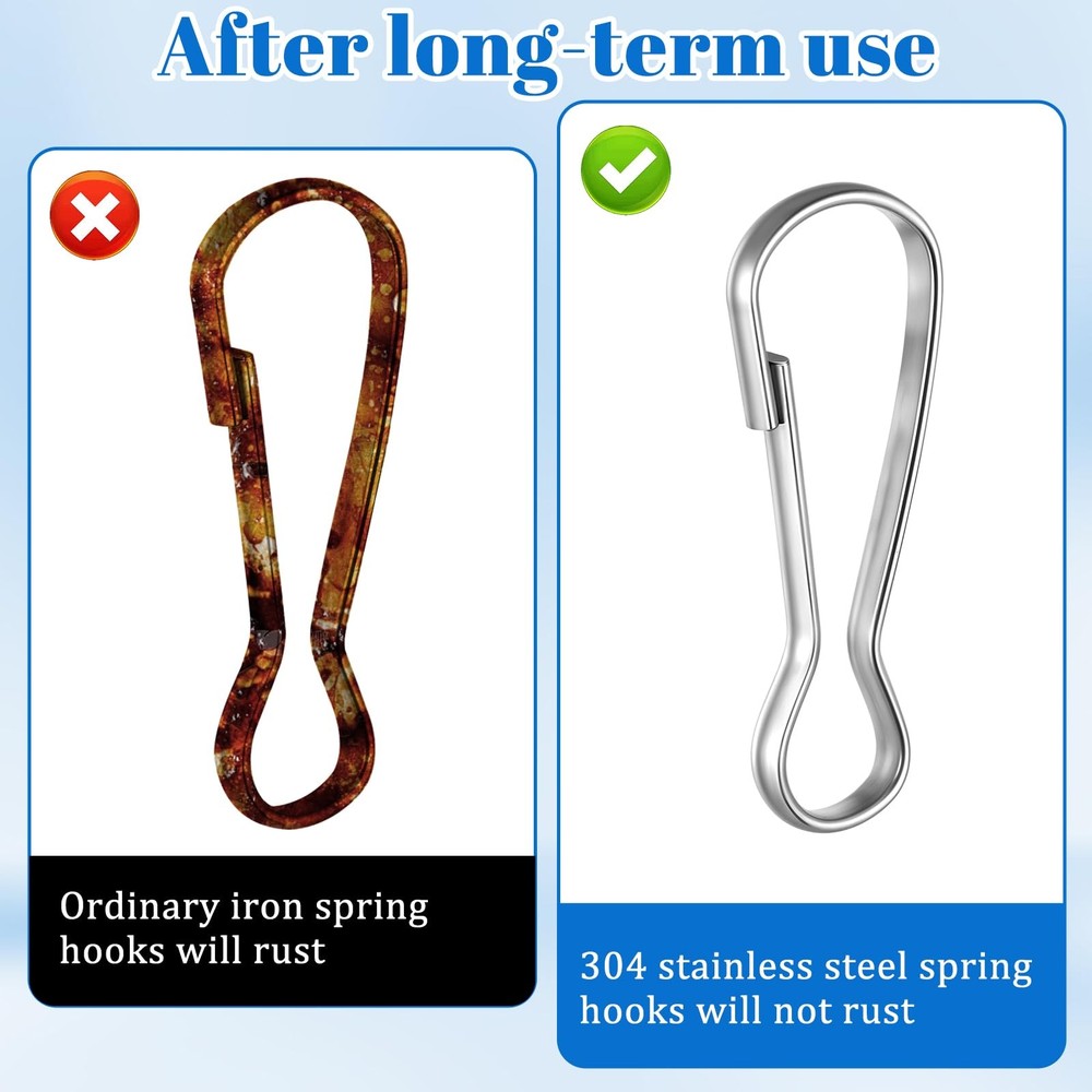 100 PCS Stainless Steel Spring Lanyard Hooks, Small Snap Hooks Silver