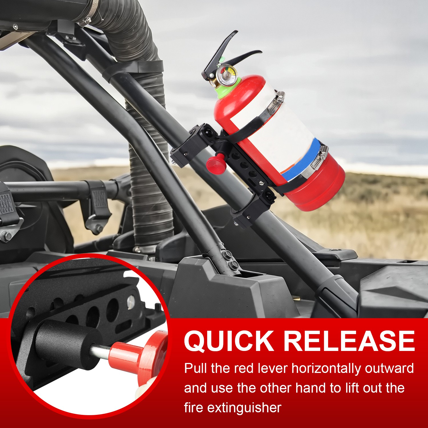 Adjustable Fire Extinguisher Holder Roll Bar Fire Extinguisher Mount for UTV RZR