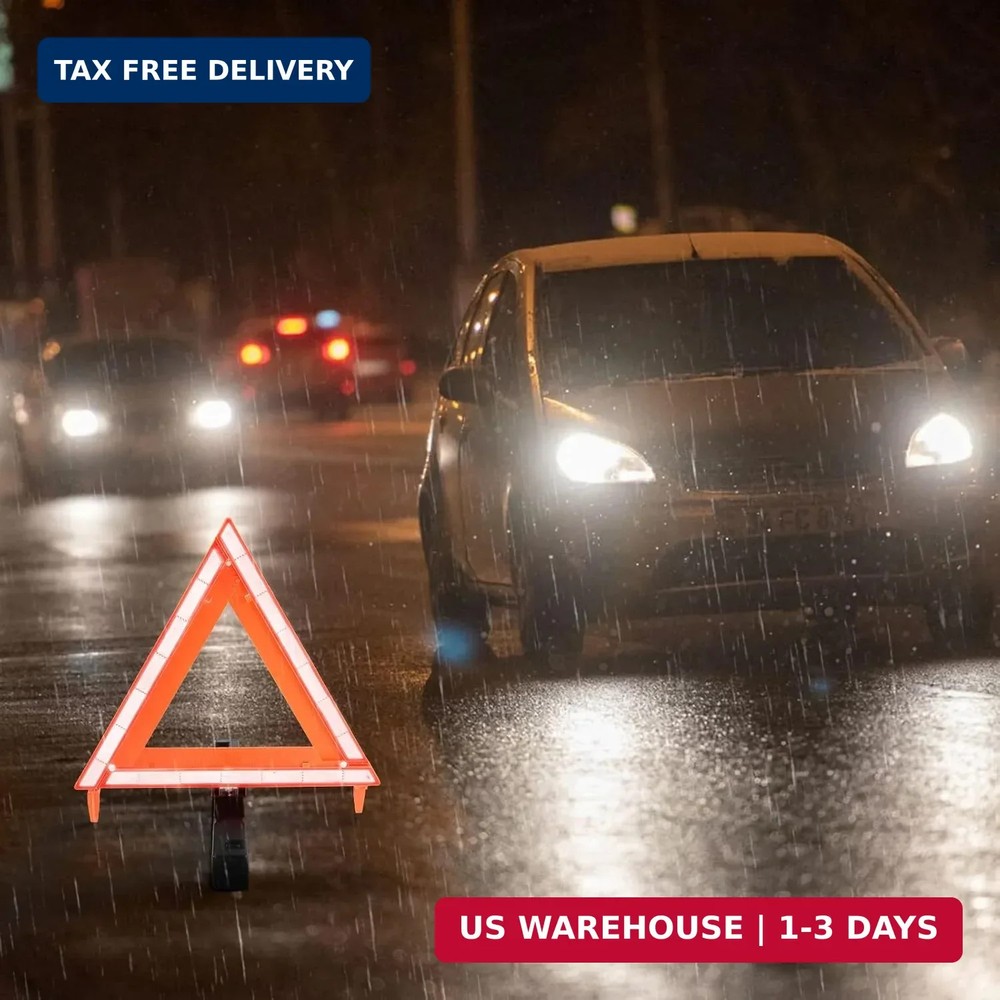 WORKKOOL Safety Triangles DOT Approved, Standard Warning Triangles Enmergency Re