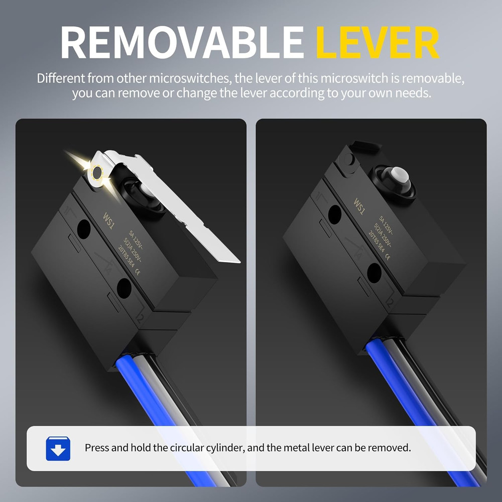 Waterproof Micro Limit Switch with Hinge Lever 6A 12V DC Lever Microswitch SPDT